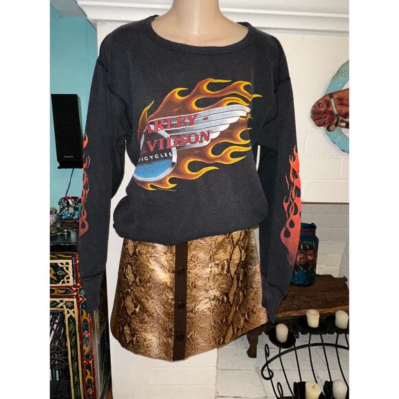Harley-Davidson Tops - VINTAGE 1992 HARLEY THICK THERMAL LONG SLEEVE TEE TOP 2 SIDED UNISEX